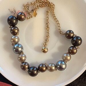 Sarah Coventry Black and Gray Pearl Choker with Gold Chain